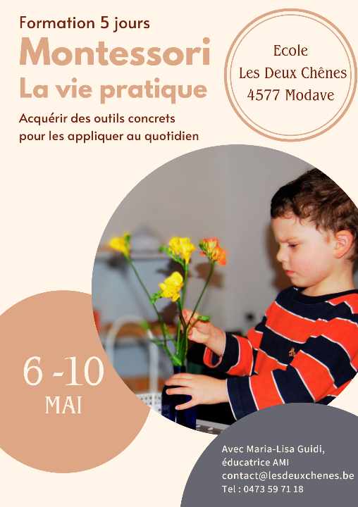 Affiche Formation Montessori Vie Pratique du 6 au 10 mai